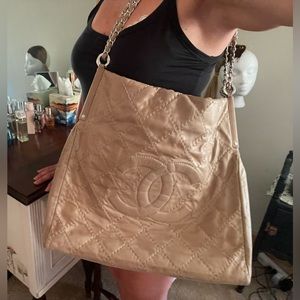 Chanel Beige Iridescent Lambskin GS Sea Hit CC Shoulder Bag